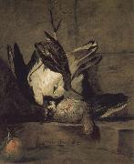 Jean Baptiste Simeon Chardin Wheat gray partridges and Orange Chicken Sweden oil painting artist